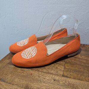 Jon Josef Elegant Orange Embroidered‎ Women's Loafers Size 8